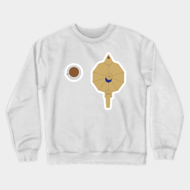 Tea time. Table with kettle and cups. Cartoon illustration. Breakfast time on table. Crewneck Sweatshirt by AlviStudio